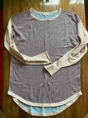 Smartwool Mauve Heather Crewneck with Light Blue Yoke and Cream Trim